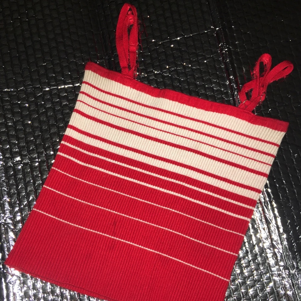 F21 Red/White Strapped Tube Top